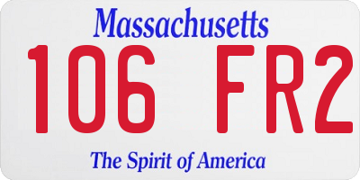 MA license plate 106FR2