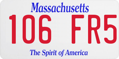 MA license plate 106FR5