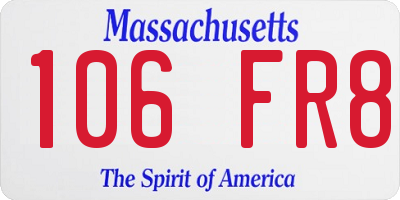 MA license plate 106FR8