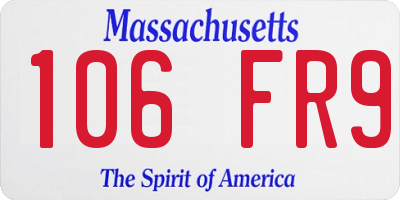 MA license plate 106FR9