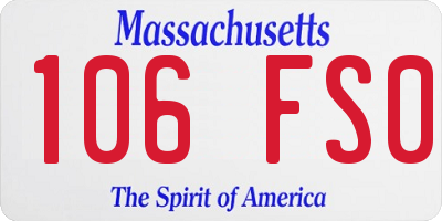 MA license plate 106FS0