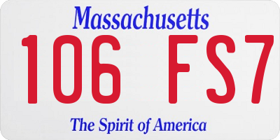 MA license plate 106FS7