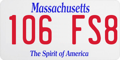 MA license plate 106FS8