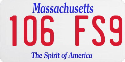 MA license plate 106FS9