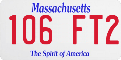 MA license plate 106FT2
