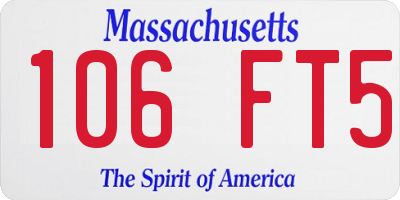 MA license plate 106FT5