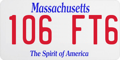 MA license plate 106FT6