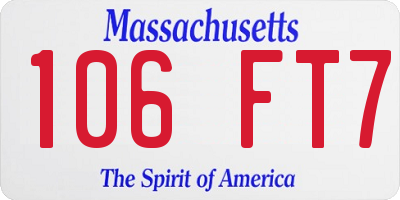 MA license plate 106FT7