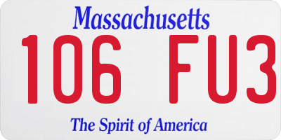 MA license plate 106FU3