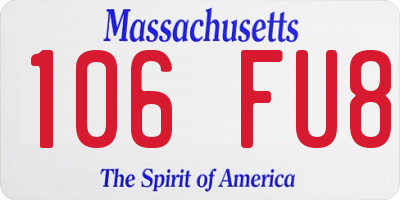 MA license plate 106FU8