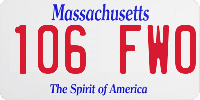 MA license plate 106FW0