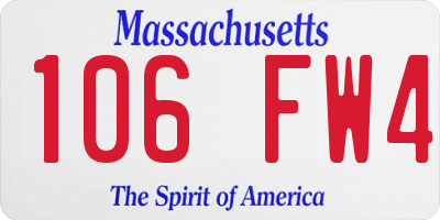 MA license plate 106FW4