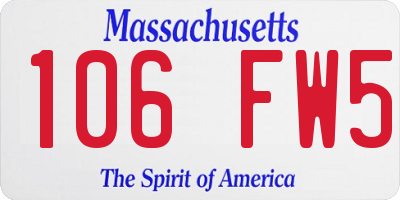 MA license plate 106FW5