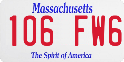 MA license plate 106FW6