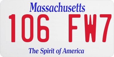 MA license plate 106FW7