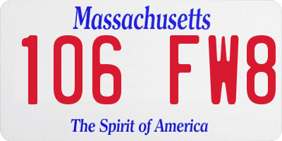 MA license plate 106FW8