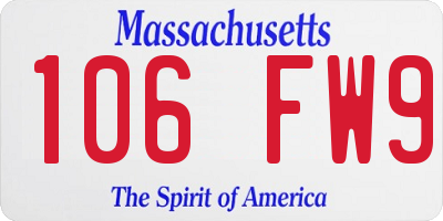 MA license plate 106FW9