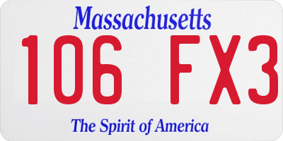 MA license plate 106FX3