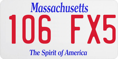 MA license plate 106FX5
