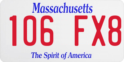 MA license plate 106FX8