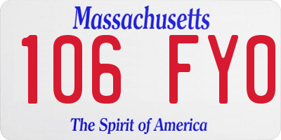 MA license plate 106FY0