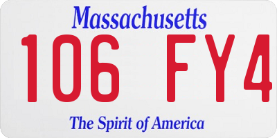 MA license plate 106FY4