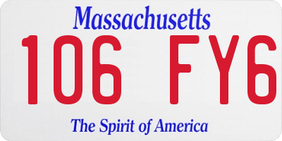 MA license plate 106FY6