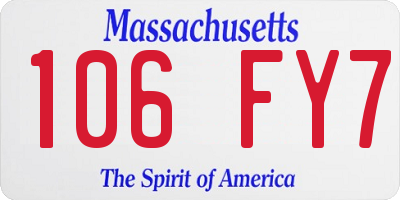 MA license plate 106FY7