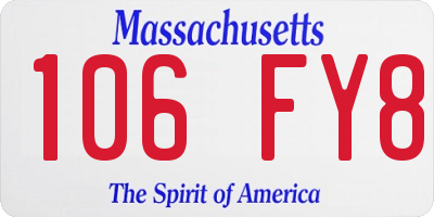 MA license plate 106FY8