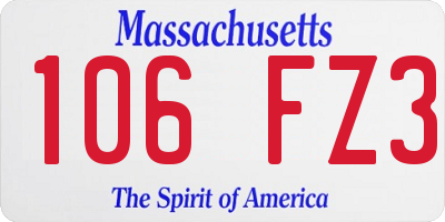 MA license plate 106FZ3