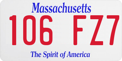 MA license plate 106FZ7