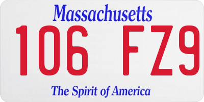 MA license plate 106FZ9