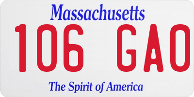 MA license plate 106GA0