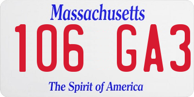 MA license plate 106GA3