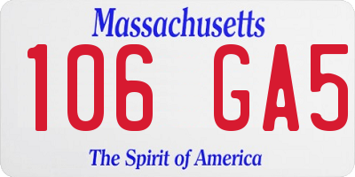 MA license plate 106GA5