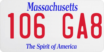 MA license plate 106GA8