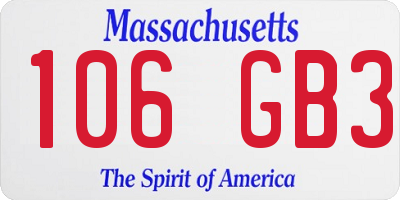MA license plate 106GB3