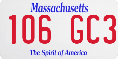 MA license plate 106GC3