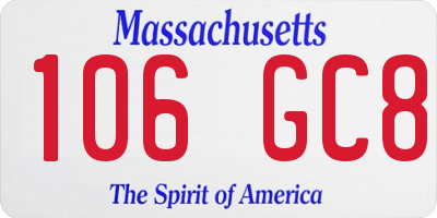 MA license plate 106GC8