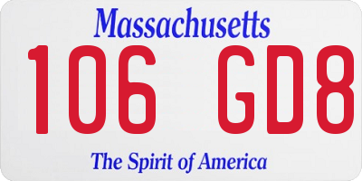 MA license plate 106GD8