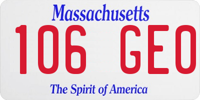 MA license plate 106GE0