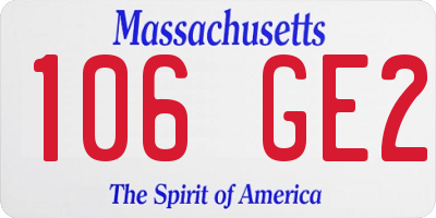 MA license plate 106GE2