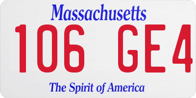 MA license plate 106GE4