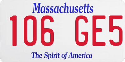 MA license plate 106GE5