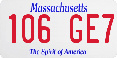 MA license plate 106GE7
