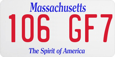 MA license plate 106GF7