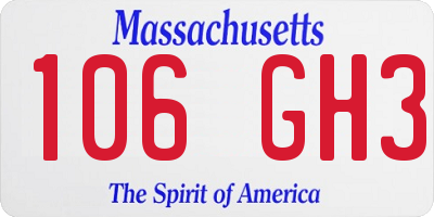 MA license plate 106GH3