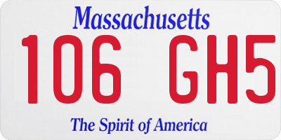 MA license plate 106GH5