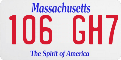 MA license plate 106GH7
