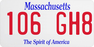 MA license plate 106GH8